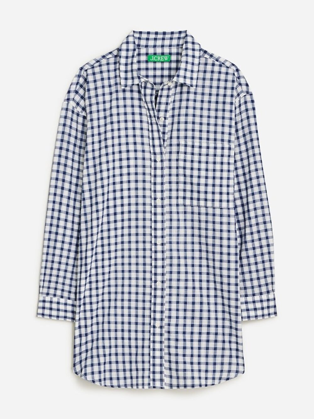 J.Crew Beach Shirt Womens Medium Blue Gingham Plaid Cotton Voile Button Top M